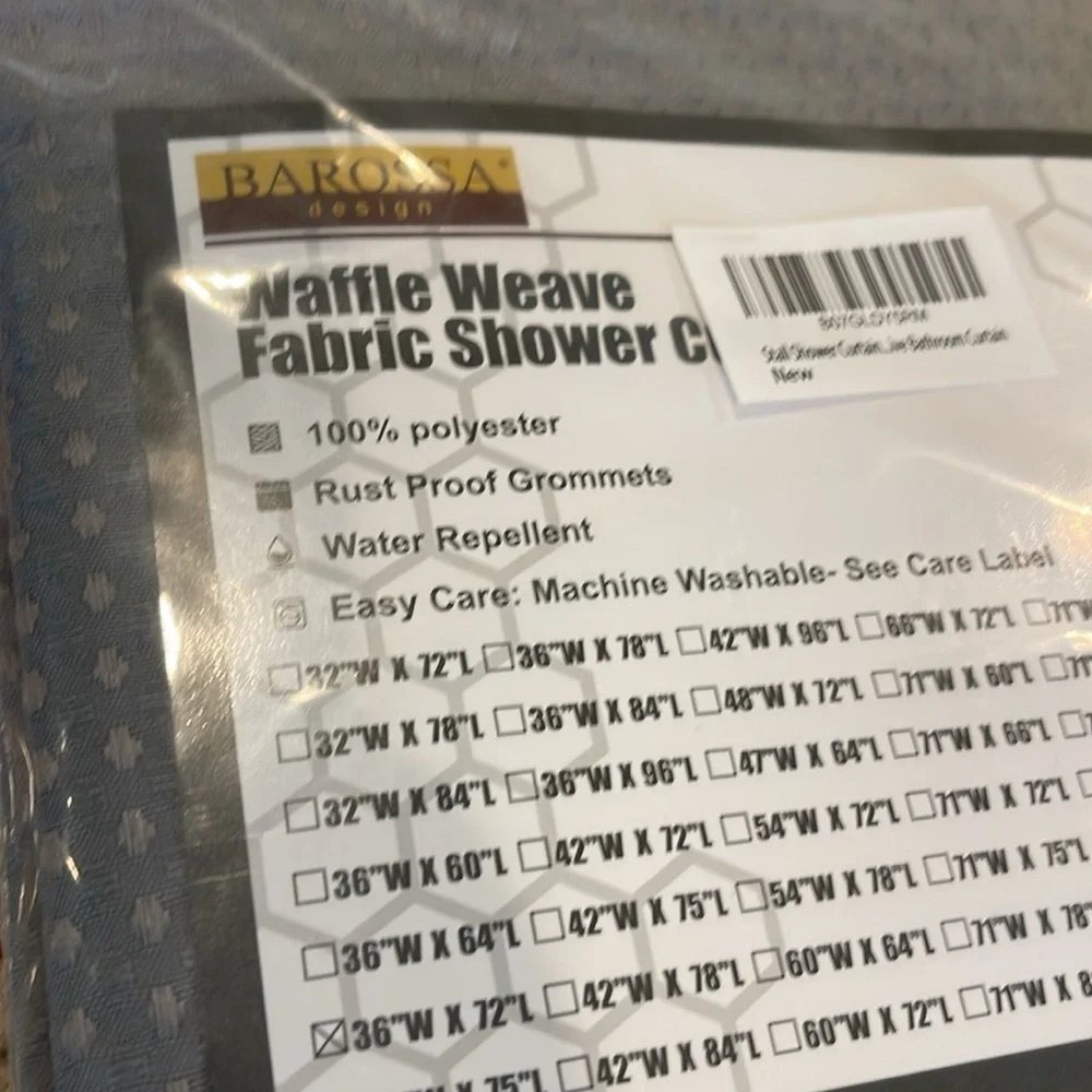 Barossa Design Stall Waffle Weave Fabric Shower Curtain 36” Wide x 72” Long